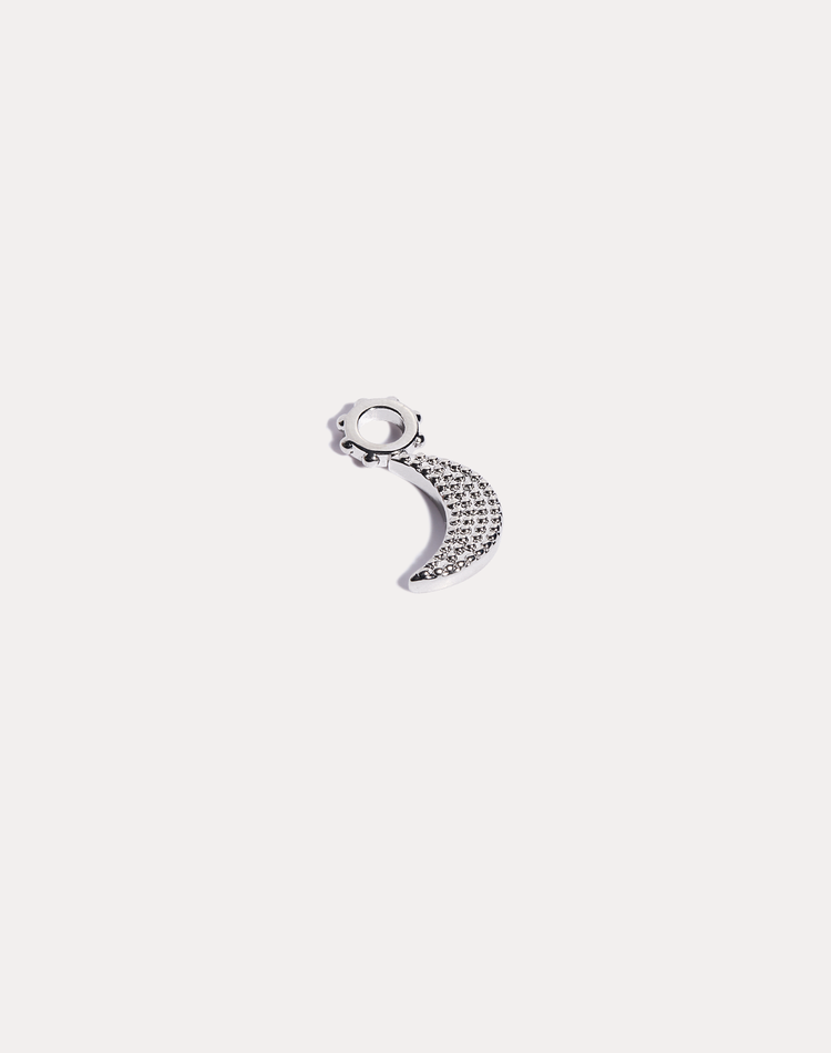 Textured Reversible Moon Charm in Silver
